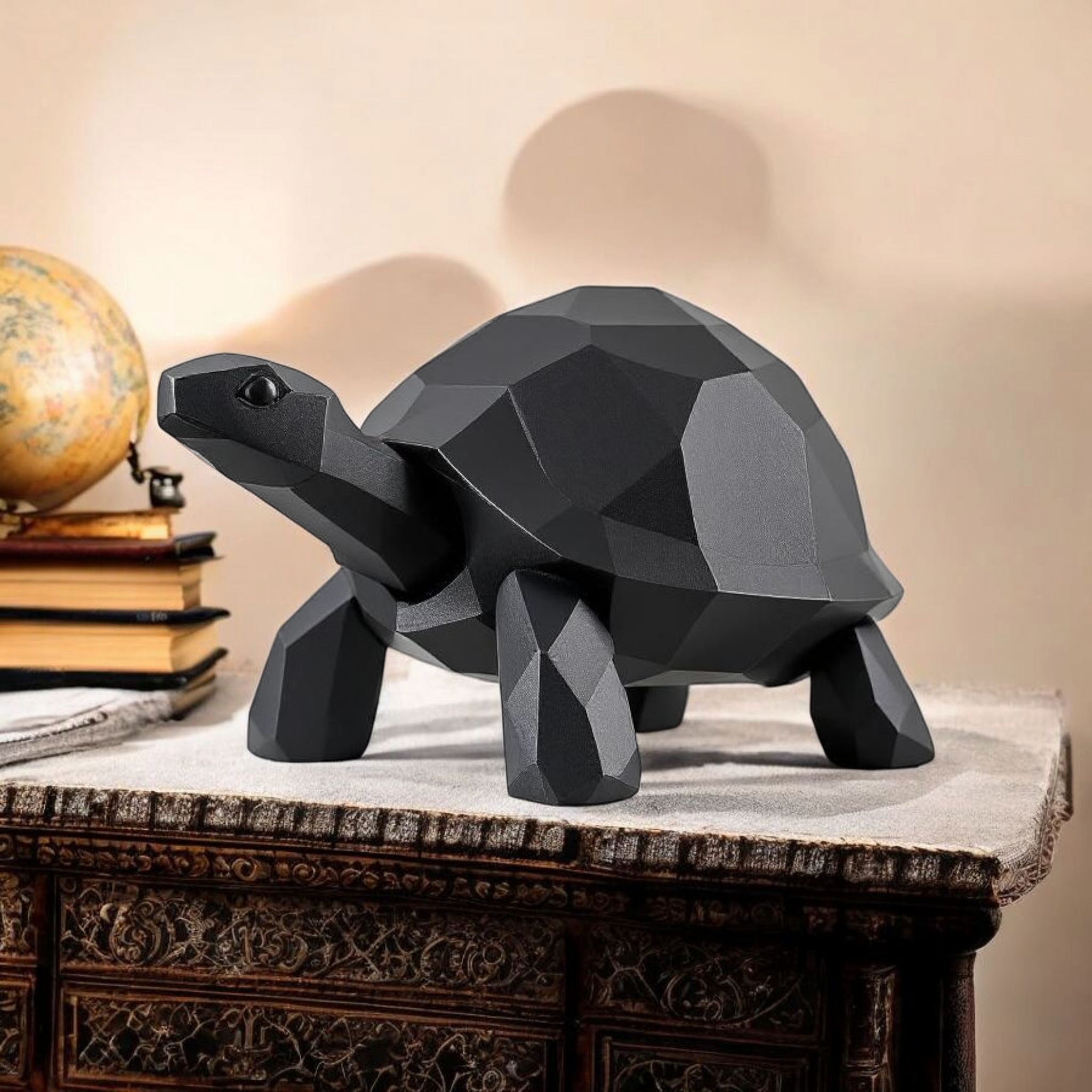 Walking Low Poly Turtle Sculpture - Detail View